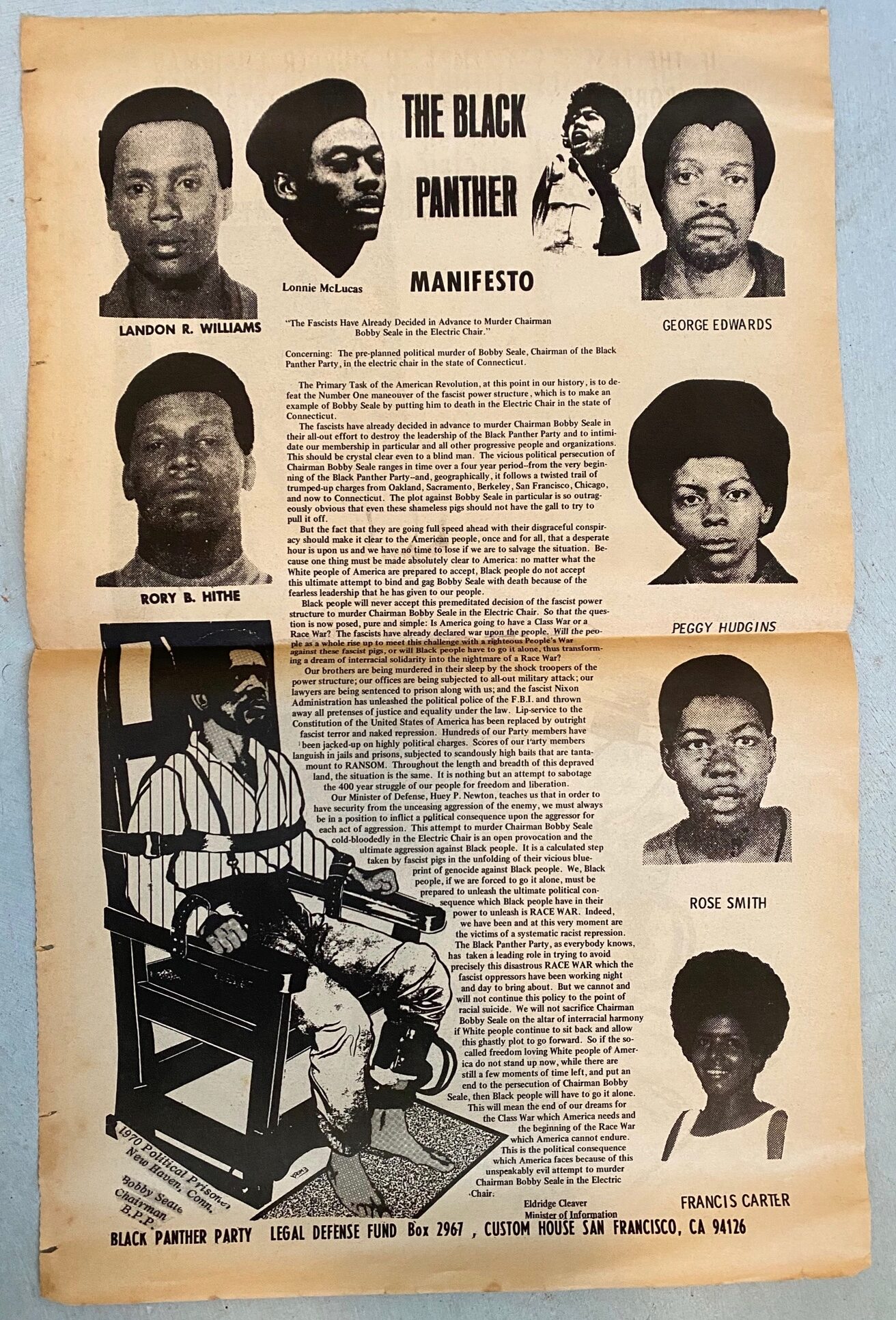 Alex Rackley The Black Panther Manifesto / If the Fascists Attempt to Murder ...
